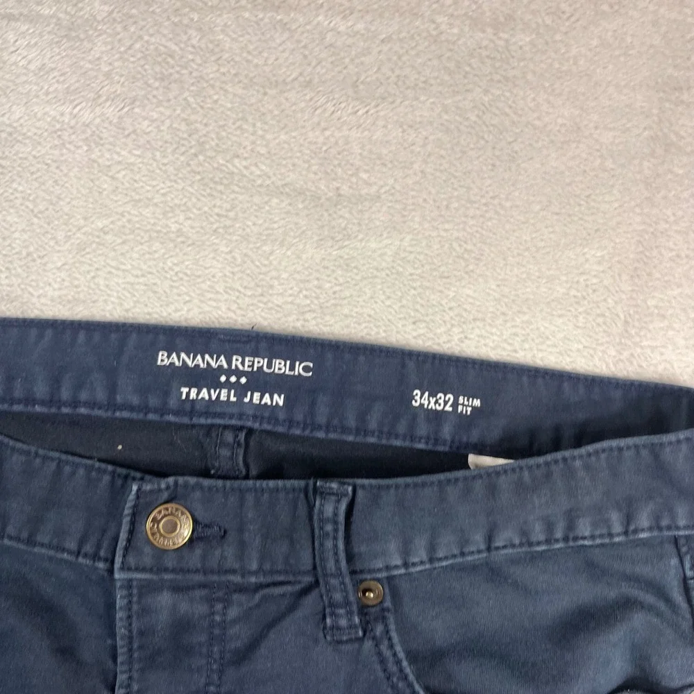 Banana Republic Travel Jean Mens 34x32 Slim Fit Navy Blue Stretch Pants